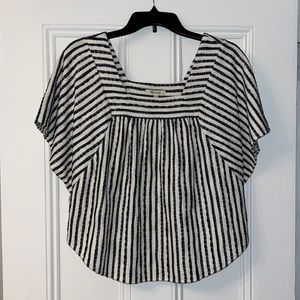 Madewell Navy Blue and White Striped Top, Small